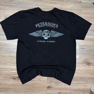 black miama florida harley davidson skull graphic biker tee